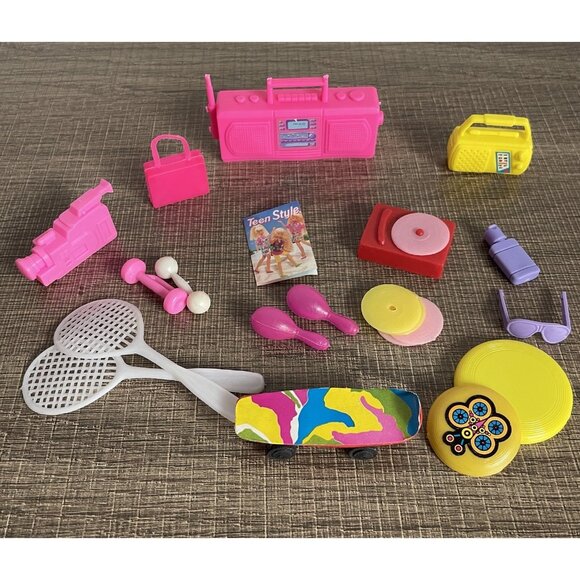 Mattel Other - Vintage Barbie Teen Accessories Lot of80's 90s Boombox Record Player Skateboard